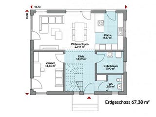 Fertighaus Park 133W von Danwood Schlüsselfertig ab 285200€, Stadtvilla Grundriss 1