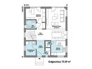 Fertighaus Park 152W von Danwood Schlüsselfertig ab 316300€, Stadtvilla Grundriss 1