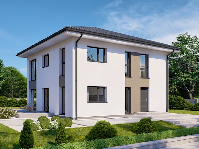 Fertighaus Park 168W von Danwood Schlüsselfertig ab 354300€, Stadtvilla Außenansicht 1