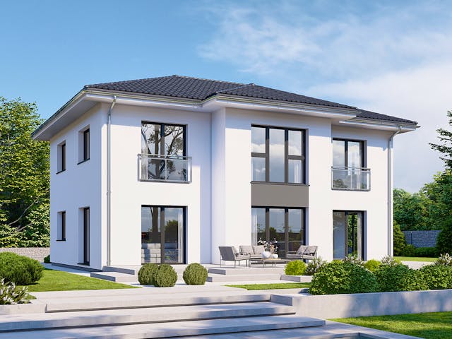 Fertighaus Park 196W von Danwood Schlüsselfertig ab 388300€, Stadtvilla Außenansicht 1