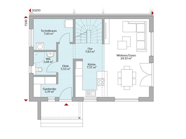 Fertighaus Partner 117.1 von Danwood Schlüsselfertig ab 281600€, Satteldach-Klassiker Grundriss 1