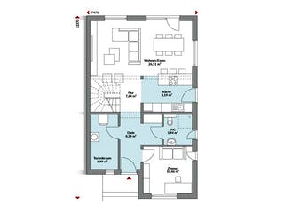 Fertighaus Partner 136 von Danwood Schlüsselfertig ab 287000€, Satteldach-Klassiker Grundriss 1