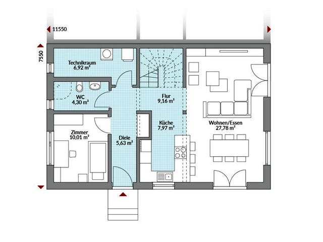 Fertighaus Partner 142W von Danwood Schlüsselfertig ab 260700€, Stadtvilla Grundriss 1