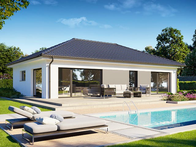 Fertighaus Perfect 101 von Danwood Schlüsselfertig ab 242300€, Bungalow Außenansicht 1