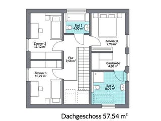 Fertighaus Point 121 von Danwood Schlüsselfertig ab 274300€, Satteldach-Klassiker Grundriss 2