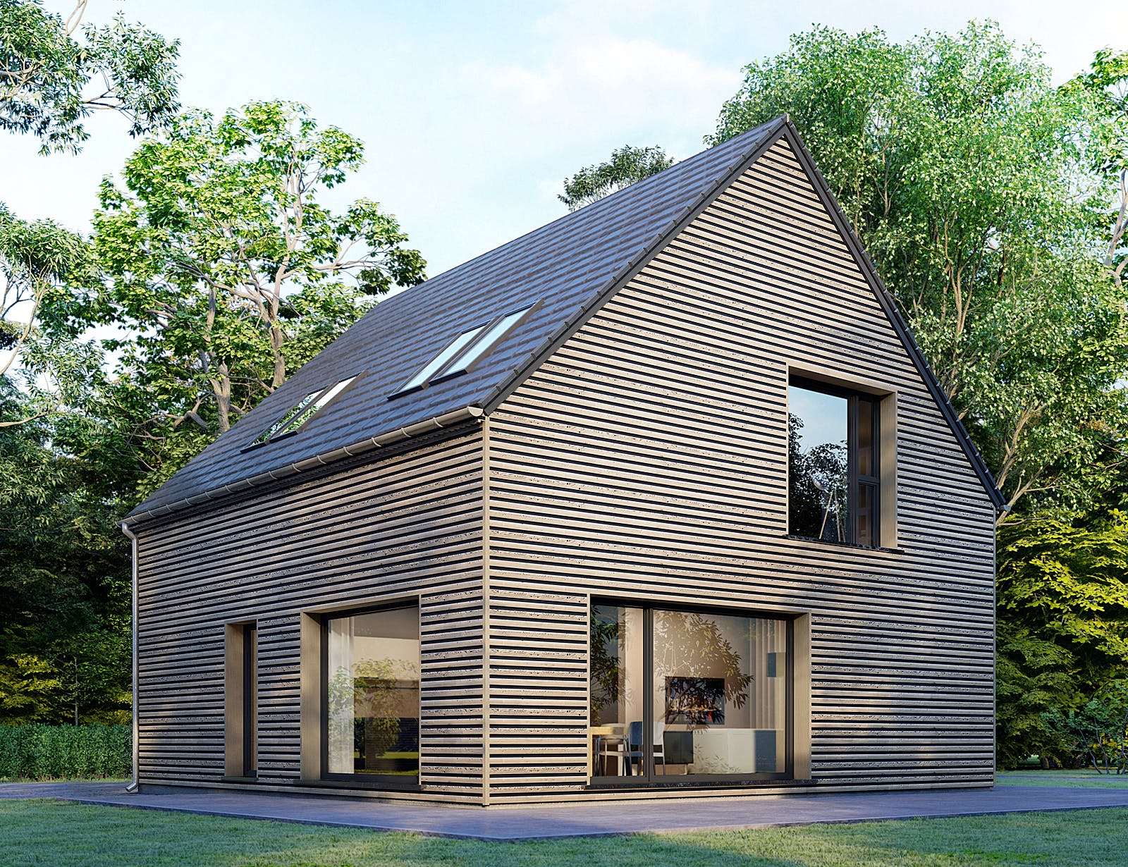 Fertighaus Point 128.1 von Danwood Schlüsselfertig ab 236100€, Satteldach-Klassiker Außenansicht 1