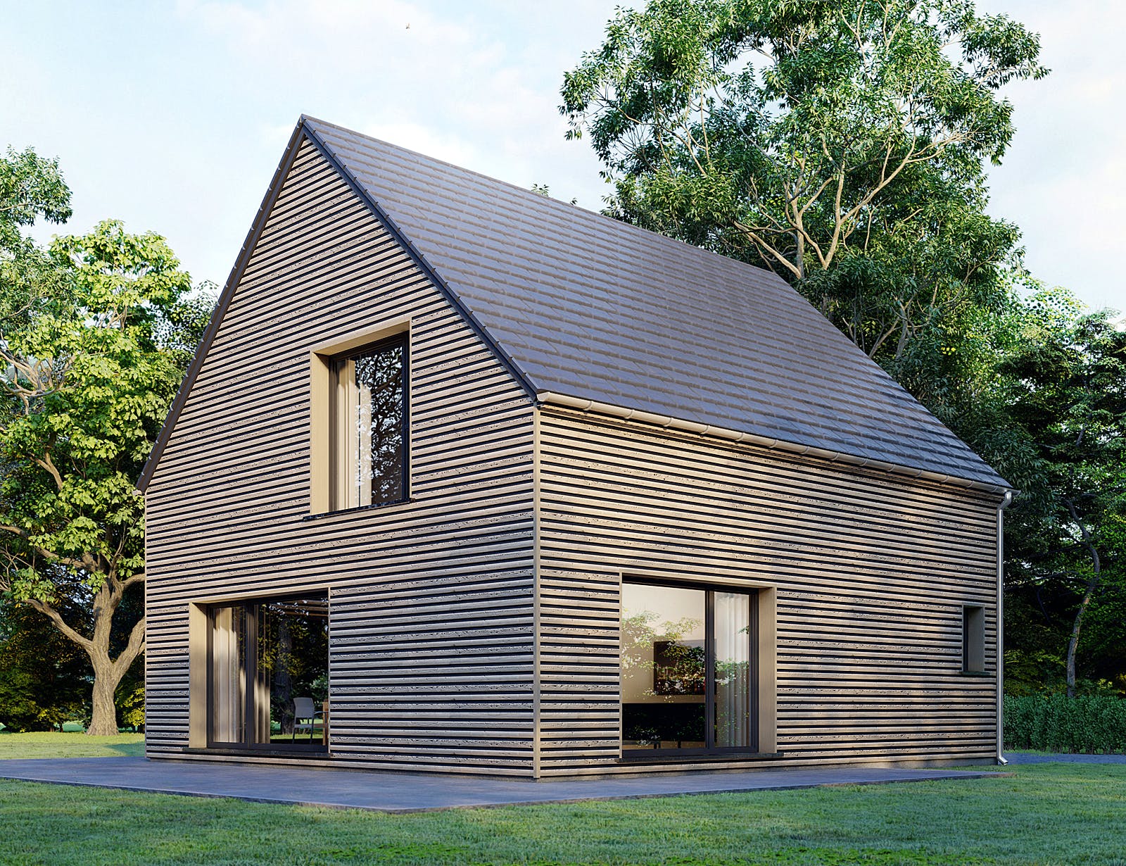 Fertighaus Point 128.1 von Danwood Schlüsselfertig ab 236100€, Satteldach-Klassiker Außenansicht 2