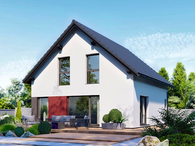 Fertighaus Point 128 von Danwood Schlüsselfertig ab 260300€, Satteldach-Klassiker Außenansicht 1