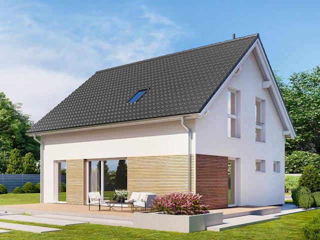 Fertighaus Point 130 von Danwood Schlüsselfertig ab 264100€, Satteldach-Klassiker Außenansicht 1