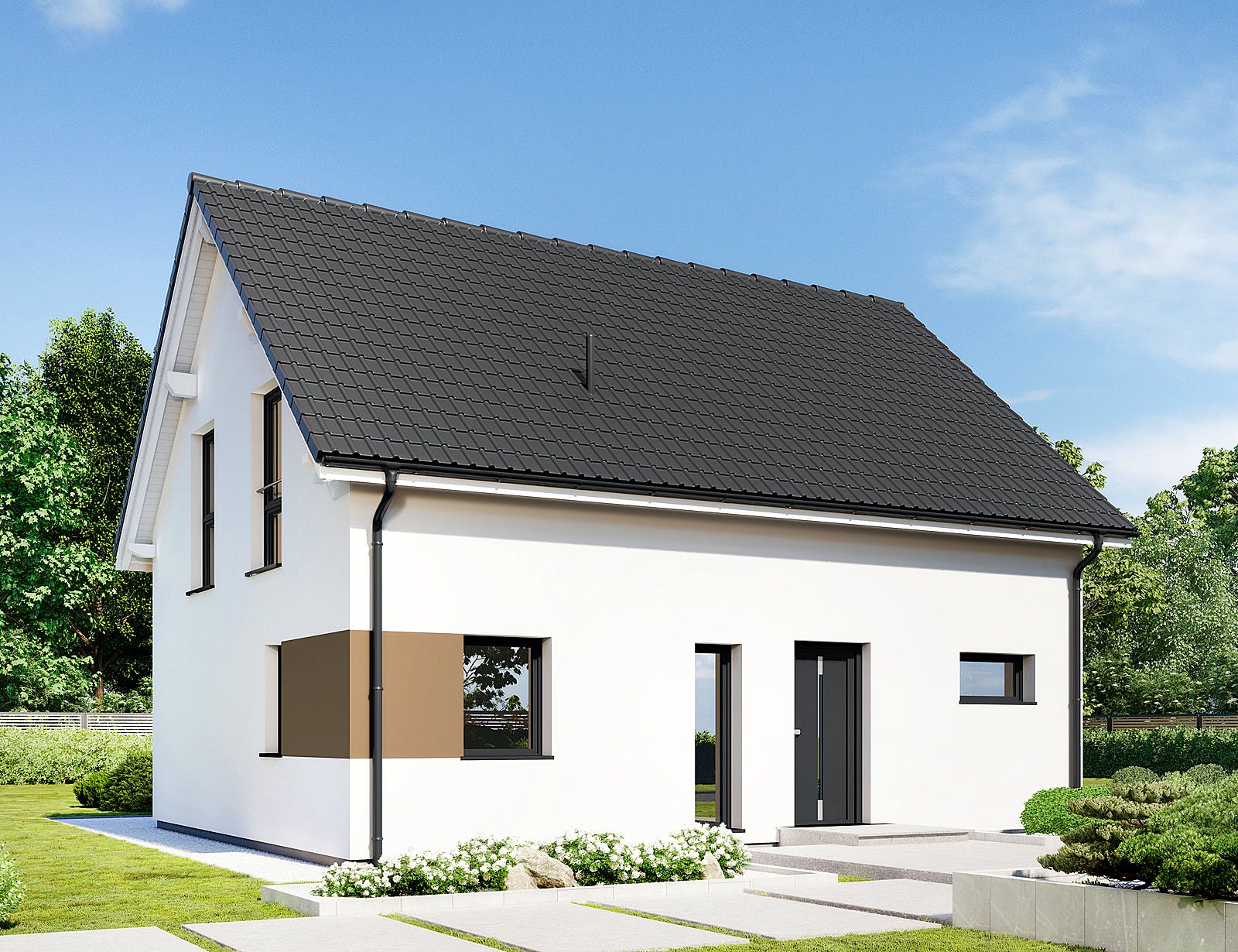 Fertighaus Point 133.1 von Danwood Schlüsselfertig ab 254100€, Satteldach-Klassiker Außenansicht 2