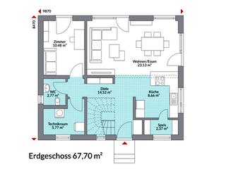 Fertighaus Point 133.1 von Danwood Schlüsselfertig ab 285300€, Satteldach-Klassiker Grundriss 1