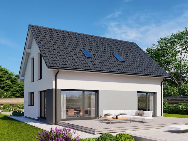Fertighaus Point 141.1 von Danwood Schlüsselfertig ab 283100€, Satteldach-Klassiker Außenansicht 1