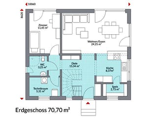 Fertighaus Point 141.1 von Danwood Schlüsselfertig ab 260900€, Satteldach-Klassiker Grundriss 1