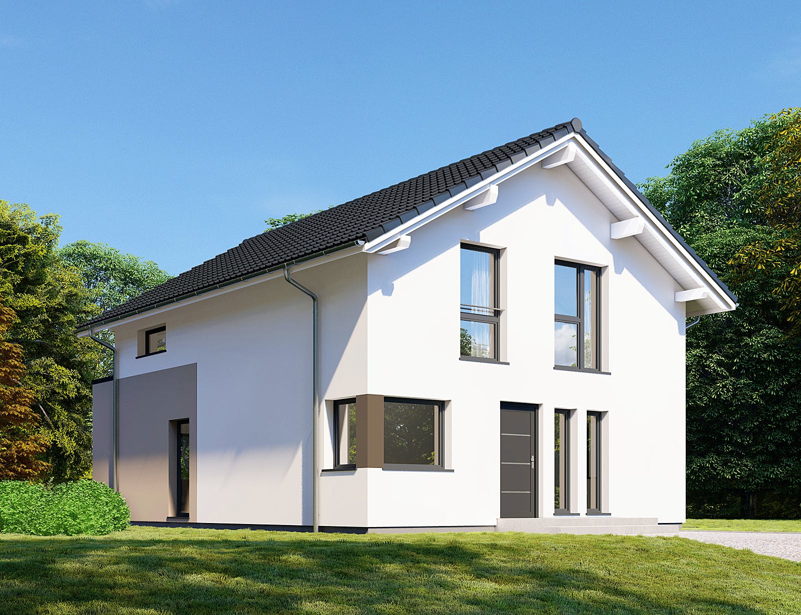 Fertighaus Point 143 von Danwood Schlüsselfertig ab 263100€, Satteldach-Klassiker Außenansicht 2