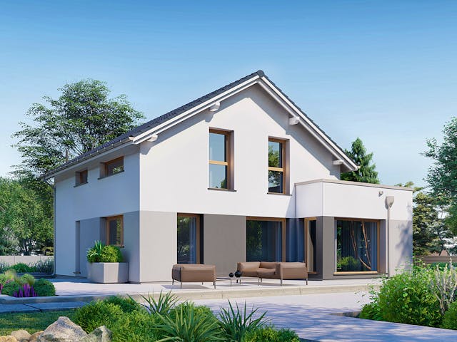 Fertighaus Point 144 von Danwood Schlüsselfertig ab 301000€, Satteldach-Klassiker Außenansicht 1