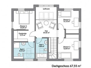Fertighaus Point 145 von Danwood Schlüsselfertig ab 312900€, Satteldach-Klassiker Grundriss 2