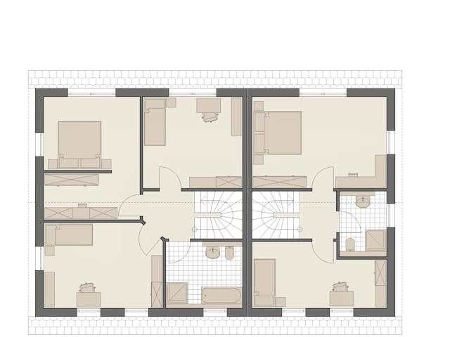 Massivhaus Haus Rostock (2 WE) von ROTH MASSIVHAUS Schlüsselfertig ab 599800€, Satteldach-Klassiker Grundriss 1