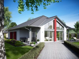 Bungalow mit bodentiefen Fenstern