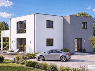 Fertighaus Junto 222 von Fingerhut Haus Schlüsselfertig ab 631325€, Cubushaus Außenansicht 2