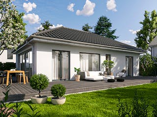 Massivhaus ICON Bungalow von Dennert Massivhaus Ausbauhaus ab 219870€, Bungalow Außenansicht 1
