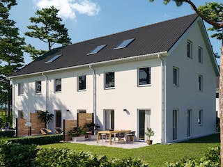 Massivhaus ICON S Reihenhaus mit Satteldach von Dennert Massivhaus, Satteldach-Klassiker Außenansicht 1