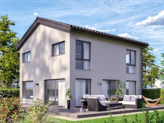 Massivhaus ICON S 3.02 CITY von Dennert Massivhaus Schlüsselfertig ab 237850€, Satteldach-Klassiker Außenansicht 1