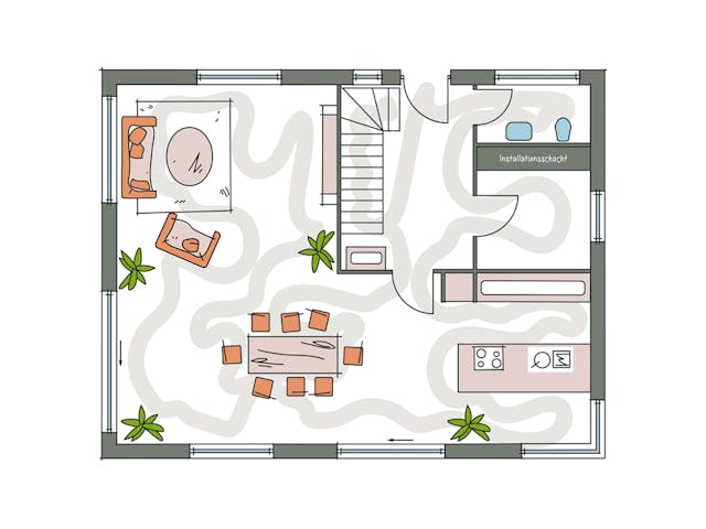 Massivhaus ICON S 3+ CITY von Dennert Massivhaus Schlüsselfertig ab 289320€, Satteldach-Klassiker Grundriss 1