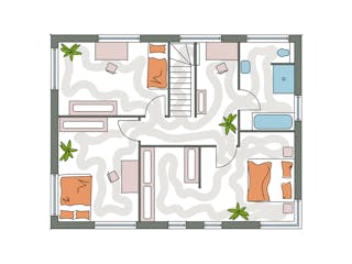 Massivhaus ICON S 3+ CITY von Dennert Massivhaus Schlüsselfertig ab 273850€, Satteldach-Klassiker Grundriss 2