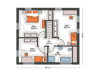 Massivhaus ICON 3 City mit Flachdach von Dennert Massivhaus Ausbauhaus ab 267877€, Cubushaus Grundriss 2