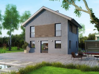 Massivhaus ICON 3 City mit Satteldach von Dennert Massivhaus Ausbauhaus ab 261808€, Satteldach-Klassiker Außenansicht 1