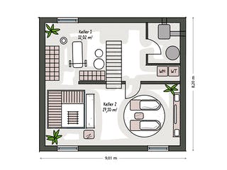 Massivhaus ICON 3 City mit Satteldach von Dennert Massivhaus Ausbauhaus ab 261808€, Satteldach-Klassiker Grundriss 3