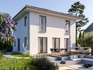 Massivhaus ICON 3 City mit Walmdach von Dennert Massivhaus Ausbauhaus ab 260770€, Stadtvilla Außenansicht 1