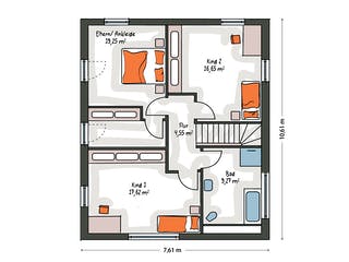 Massivhaus ICON 3+ City mit Satteldach von Dennert Massivhaus Ausbauhaus ab 280608€, Satteldach-Klassiker Grundriss 2