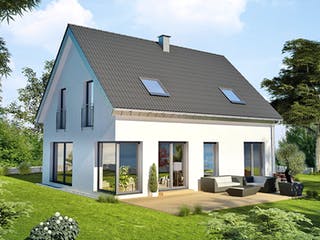 Massivhaus ICON 3+ mit Satteldach von Dennert Massivhaus Ausbauhaus ab 247870€, Satteldach-Klassiker Außenansicht 3