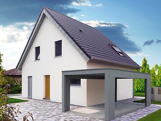 Massivhaus ICON 3 mit Satteldach von Dennert Massivhaus Ausbauhaus ab 230170€, Satteldach-Klassiker Außenansicht 1