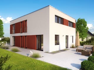 Massivhaus ICON 4 City mit Flachdach von Dennert Massivhaus Ausbauhaus ab 306577€, Cubushaus Außenansicht 1