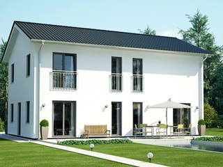 Massivhaus ICON 4 City mit Satteldach von Dennert Massivhaus Ausbauhaus ab 300508€, Satteldach-Klassiker Außenansicht 1
