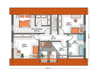 Massivhaus ICON 4 mit Quergiebel von Dennert Massivhaus Ausbauhaus ab 280288€, Satteldach-Klassiker Grundriss 2