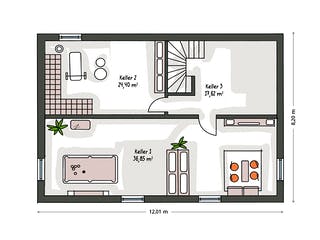 Massivhaus ICON 4 mit Quergiebel von Dennert Massivhaus Ausbauhaus ab 280288€, Satteldach-Klassiker Grundriss 3
