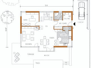 Blockhaus D168 MH Bad Vilbel von Frammelsberger R. Ingenieur-Holzbau, Satteldach-Klassiker Grundriss 2