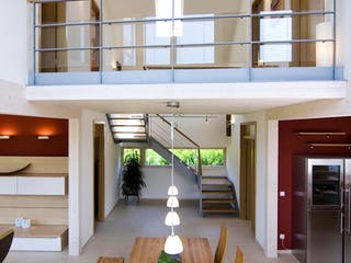 Blockhaus D168 MH Bad Vilbel von Frammelsberger R. Ingenieur-Holzbau, Satteldach-Klassiker Innenansicht 2