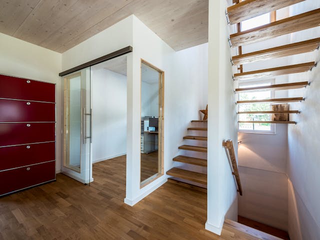 Blockhaus D146 Köstler von Frammelsberger R. Ingenieur-Holzbau, Satteldach-Klassiker Innenansicht 5