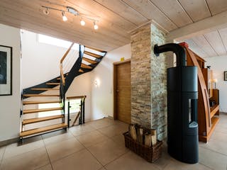 Blockhaus D176 Becker von Frammelsberger R. Ingenieur-Holzbau, Satteldach-Klassiker Innenansicht 3