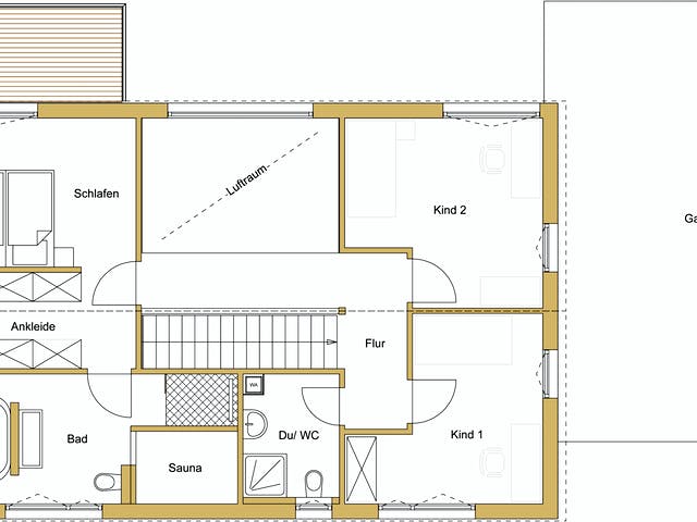 Blockhaus D188 Hertfelder‐Siegel von Frammelsberger R. Ingenieur-Holzbau, Satteldach-Klassiker Grundriss 2