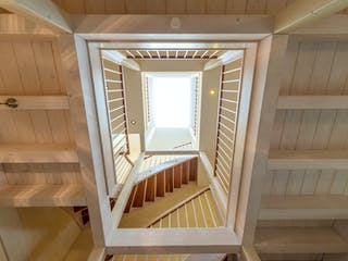 Blockhaus D243 Schmidt von Frammelsberger R. Ingenieur-Holzbau, Cubushaus Innenansicht 4