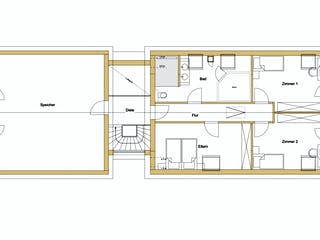 Blockhaus D282 Kocher von Frammelsberger R. Ingenieur-Holzbau, Satteldach-Klassiker Grundriss 2