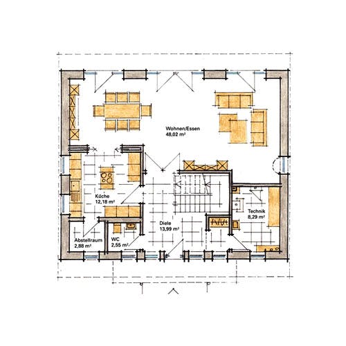 Fertighaus Diana - MH Köln-Frechen von GUSSEK HAUS Schlüsselfertig ab 463400€, Pultdachhaus Grundriss 1