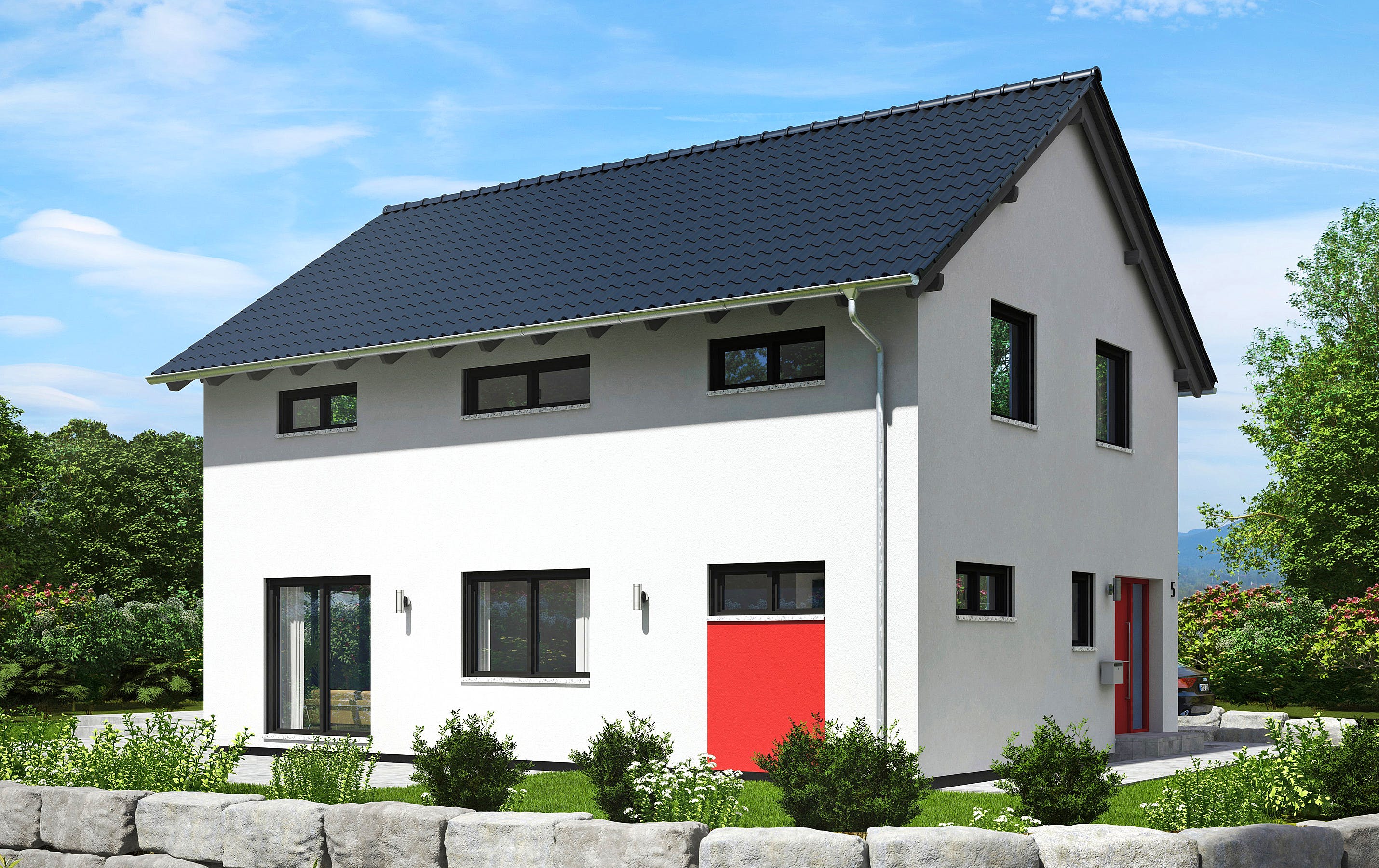 Fertighaus Dublin von Fingerhut Haus Schlüsselfertig ab 416437€, Satteldach-Klassiker Außenansicht 1