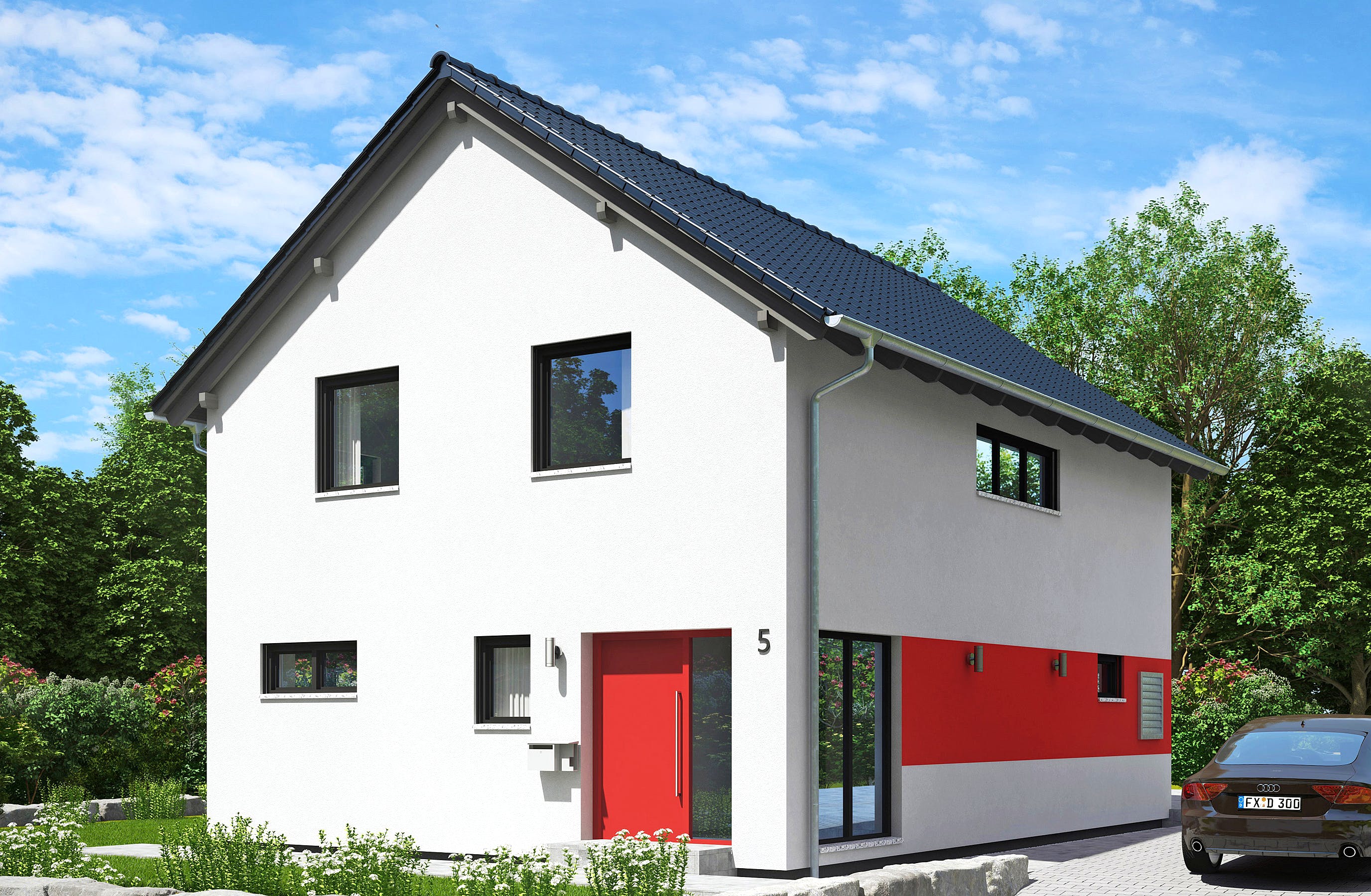 Fertighaus Dublin von Fingerhut Haus Schlüsselfertig ab 416437€, Satteldach-Klassiker Außenansicht 2