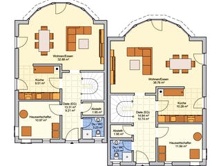 Fertighaus Duett 139 von Fingerhut Haus Schlüsselfertig ab 397169€, Satteldach-Klassiker Grundriss 1